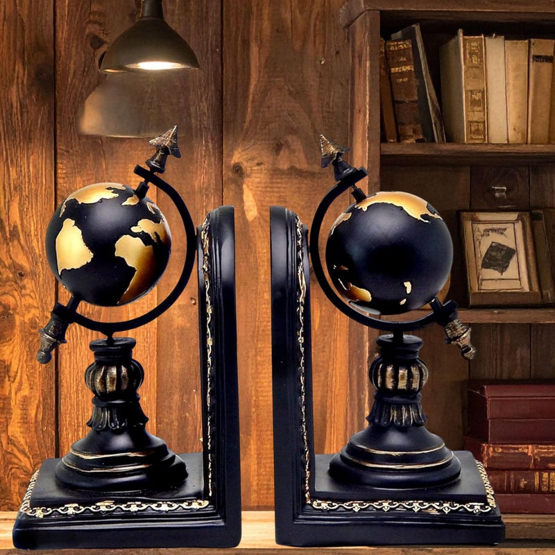 Bellaa Decorative Bookend Globe Arrow Armillary Atlas Celestial Sphere Astronomy Art Vintage Statues Book Ends Heavy Duty Shelf Supports Shelves Stoppers Holder Nonskid - Image 4